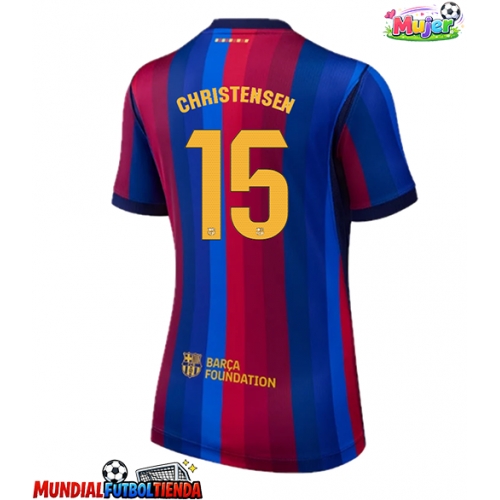Camiseta Barcelona Andreas Christensen #15 Primera Equipación Replica 2026-27 para mujer mangas cortas